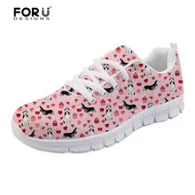 FORUDESIGNS/милые туфли на плоской подошве с цветочным принтом Хаски женские удобные дышащие сетчатые туфли года для девушек-подростков; zapatos mujer