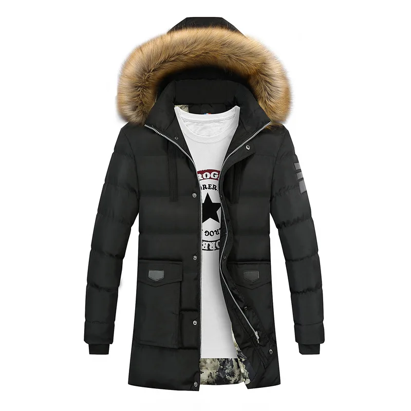 2018 New Winter Parka Men Jacket Coat Fur Collar Outerwear Fashion Hood