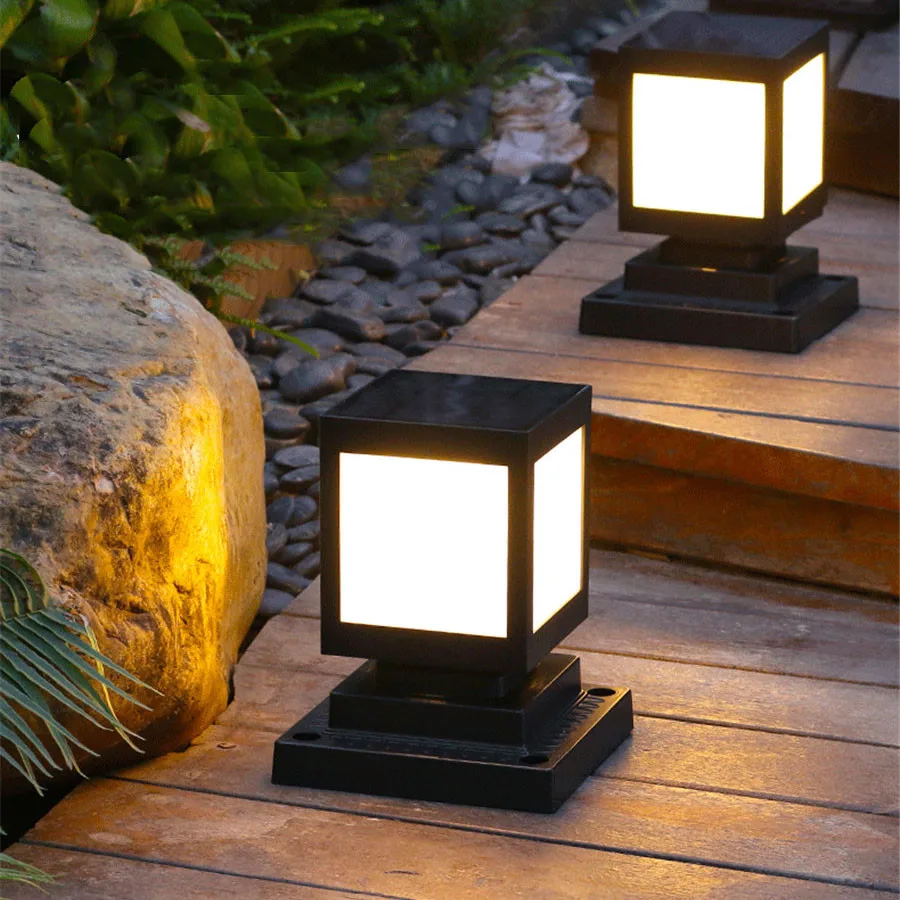 

BEIAIDI Outdoor Solar Garden Fence Lawn Lamp Waterproof Landscape Column Light Solar Powered Villa Courtyard Gate Pillar Light
