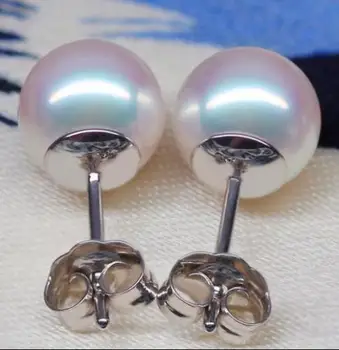 

10-11mm natural Akoy white round AAA pearl earring