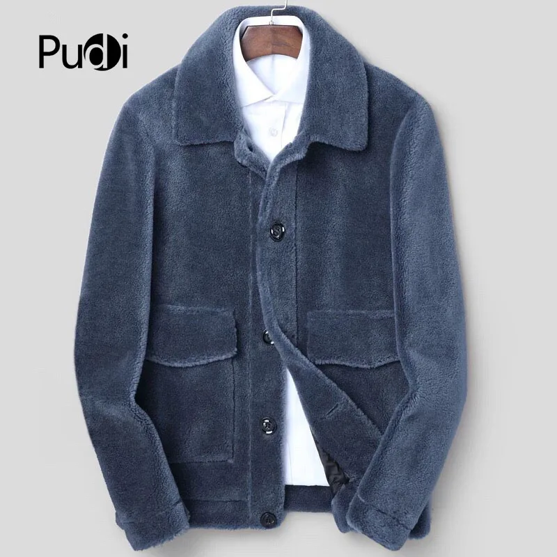 PUDI MT8101 2018 Для мужчин новые модные натуральная шерсть меховые кожаные куртки с воротником осень-зима Повседневная Верхняя одежда