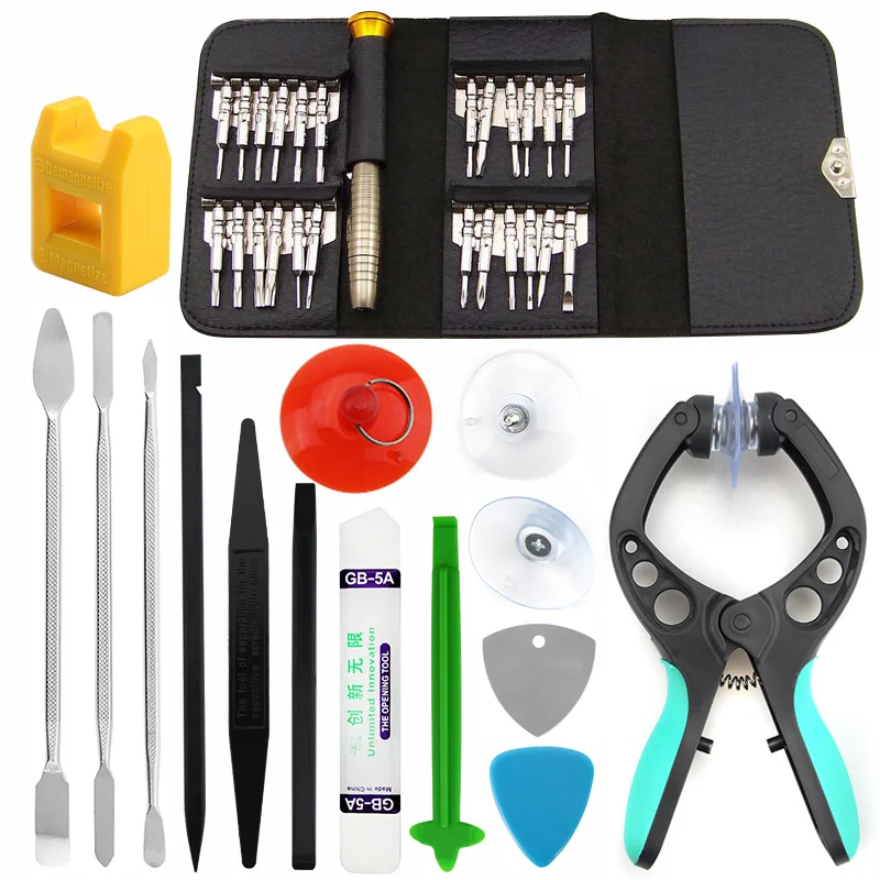 Kopen 38 in 1 Gsm scherm Opening Tang Reparatie Tools Kit Schroevendraaier Pry Demonteren Tool Set voor iPhone Samsung Sony