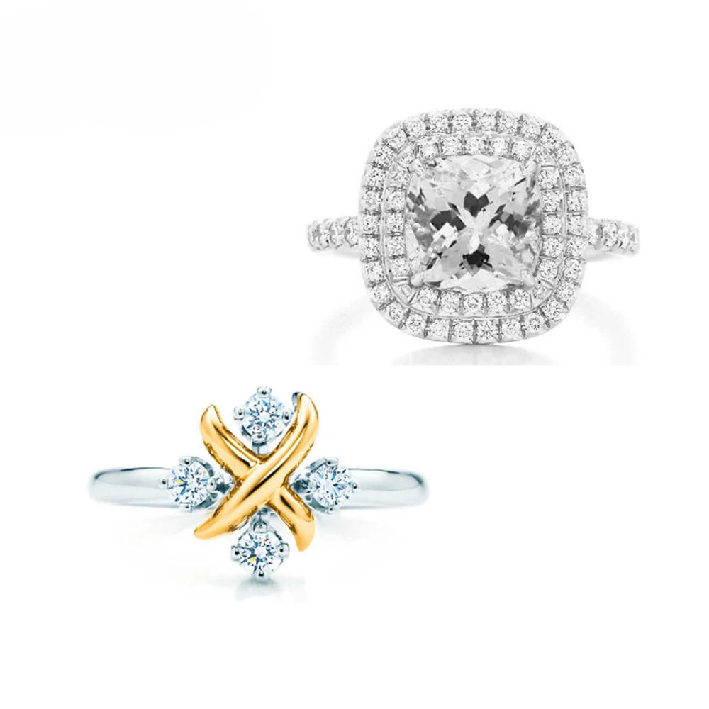 

Kristie 100% 925 Sterling Silver 1:1 Brand New Genuine Cubic Zirconia Ring Geometry Of Ring Elegant Women