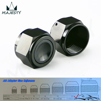 

2PCS Aluminum 12-AN AN12 Adapter Female Flare End Cap / Plug / Tube Nut Fitting Black