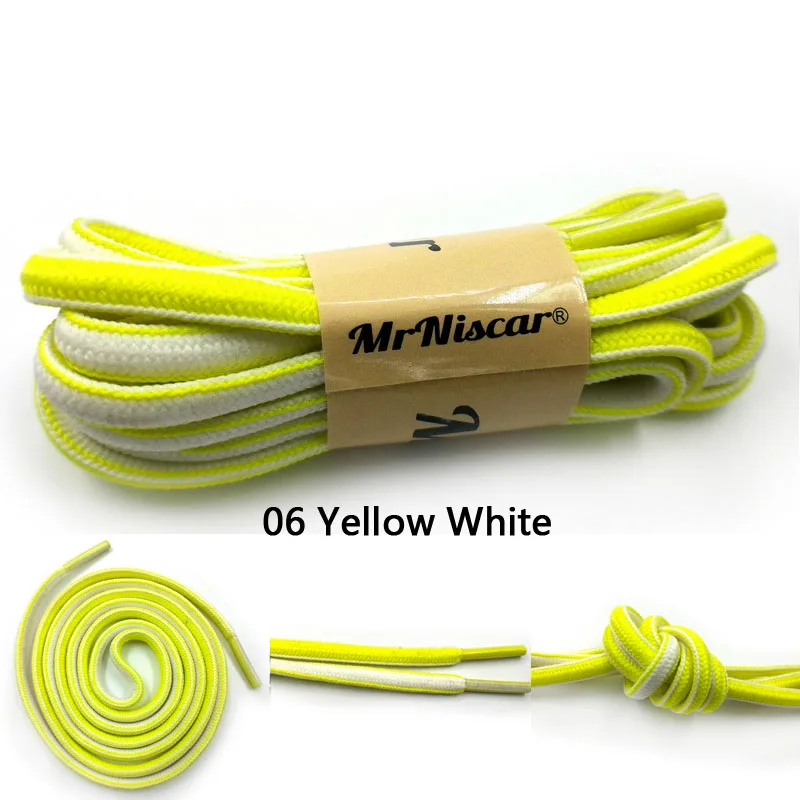 1 пара новых дизайнерских полосатых шнурков 115 см спортивные овальные плоские шнурки Цветные шнурки - Цвет: 06 Yellow White