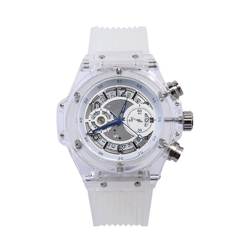 

Fashion simple transparent tape calendar automatic mechanical watch personality couple watch men and women waterproof explosion