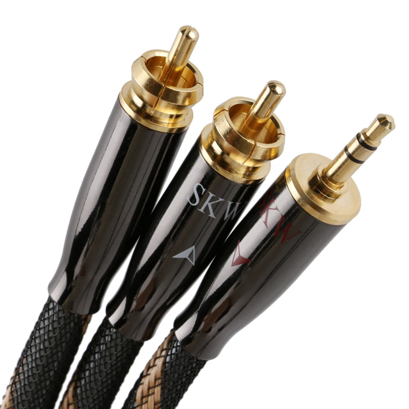 Audiophile Digital Audio Coaxial cable 2 rca to 3.5mm jack SKW cable