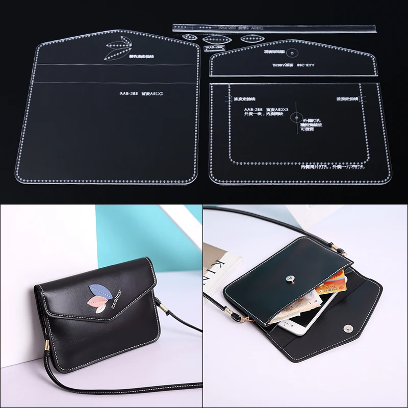

1Set DIY Sewing Handbag Shoulder Bag Leather Stencil Template Acrylic Stencil Sewing Patterns 20*14*1cm