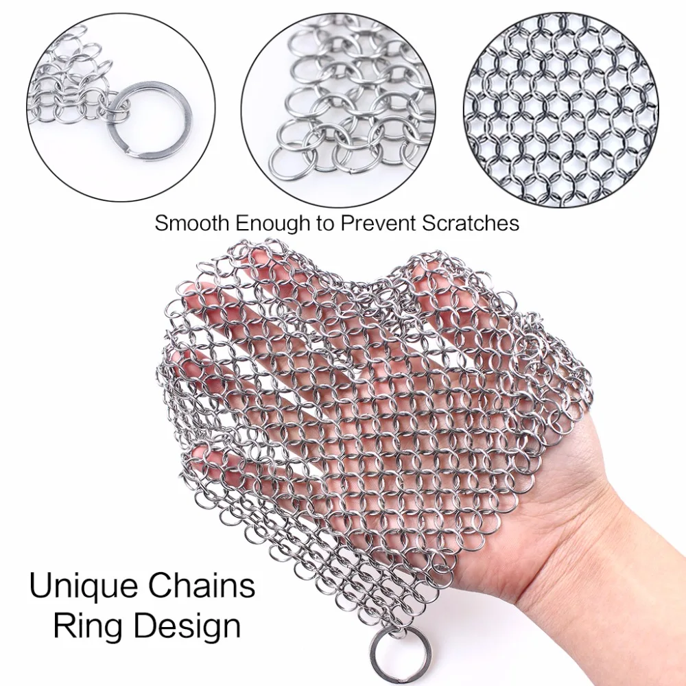 Stainless Steel Chainsmail Cleaner Kitchen Cookware Cleaning Tool for Cast Iron Pan  (7)