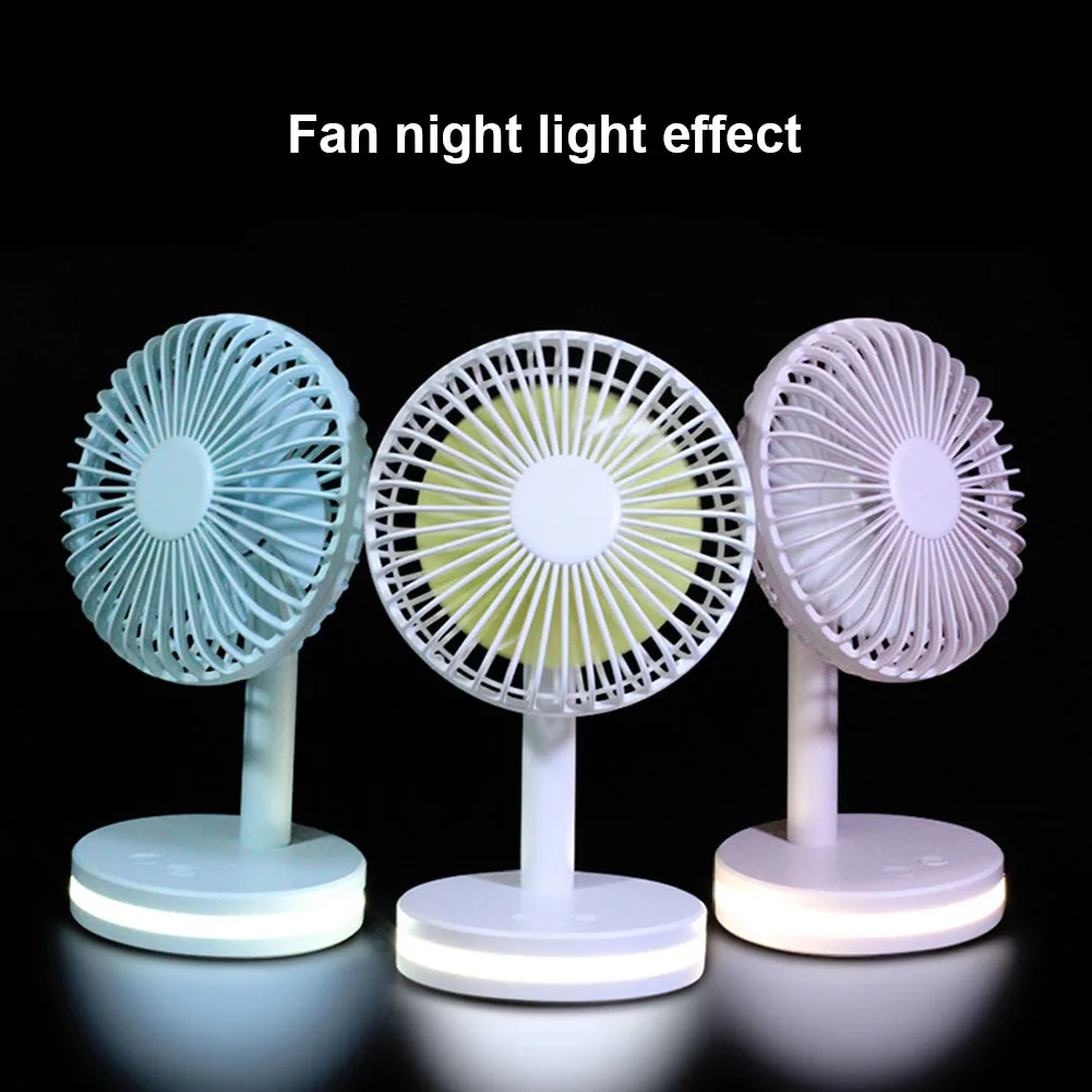 Mini Desk Fan LED Night Light USB Rechargeable Travel Portable Cooling
