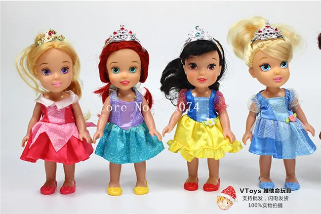 Новинка, маленькая принцесса и лягушка, Русалочка Ариэль, Белоснежка, Рапунцель, Золушка, фигурка куклы для девочек, 16 см, детские игрушки