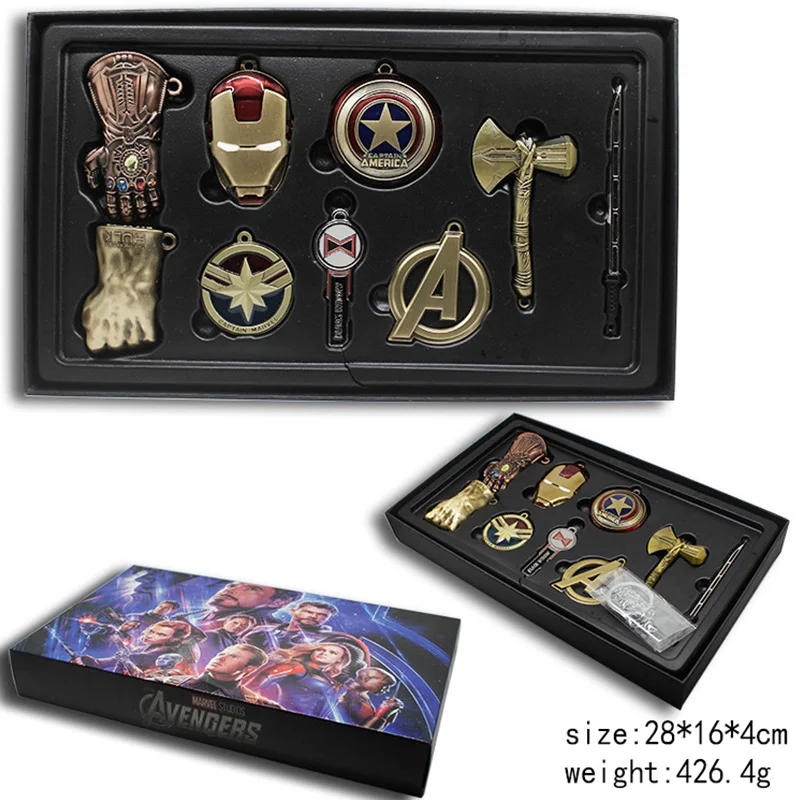

Marvel The Avengers Infinity War Captain America Thanos Iron Man Hulk toy Cosplay necklace keychain Gifts Box Packing kids gifts