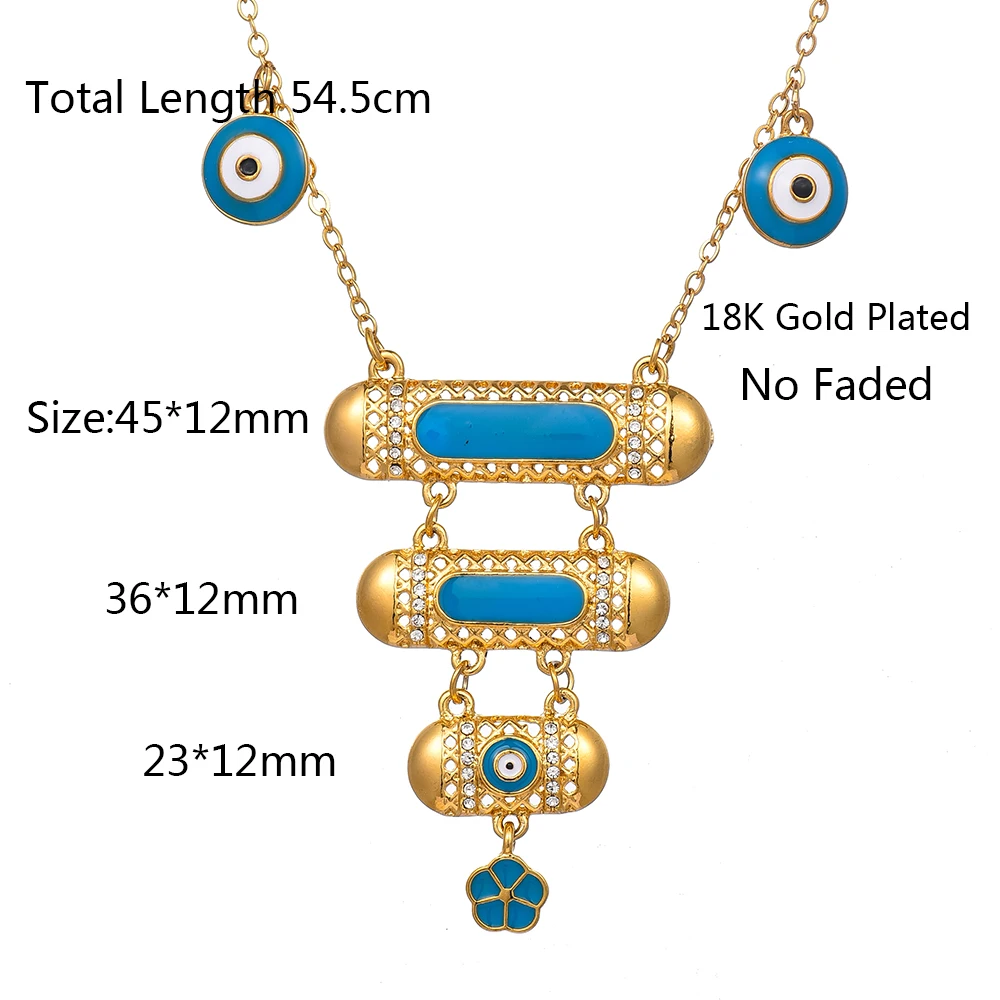Синий с клипсами Дурной глаз ожерелья Мухаммеда Для женщин платья золотистого цвета для Цвет мусульманских курдской цепи Ислам Ближнего Востока для детей/детей Аллах, ювелирные изделия в качестве подарка