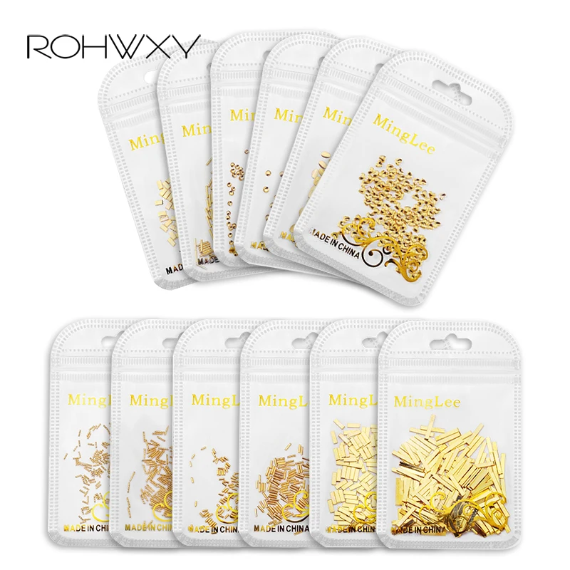 

ROHWXY Nail Accessories Glitter Charms 3D Metal Sea Shell Star Mixed Gold Nail Art Tools Rhinestone Alloy Nail Tips Sticker