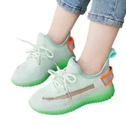 Детская Повседневная сетчатая обувь для маленьких мальчиков Младенцы, малыши, дети, девочки, мальчики, светящиеся повседневные спортивные