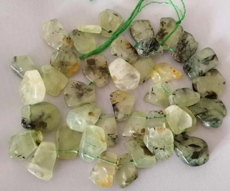 

loose beads prehnite baroque falt green 18-23mm for making jewelry necklace 15inch FPPJ wholesale