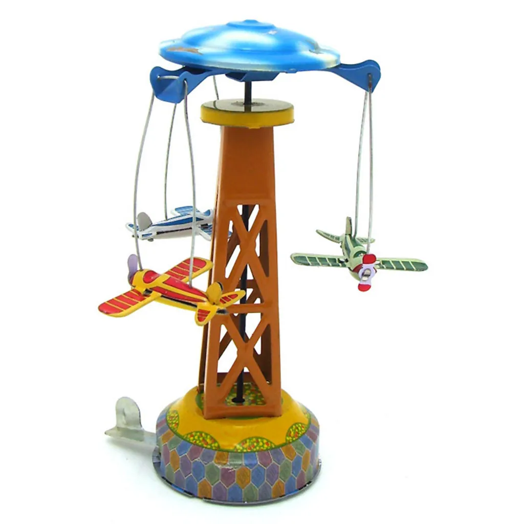 

Clockwork Chain Toys sorpresas de cumpleano Carousel for Crib Tinplate Nostalgic Clockwork Chain Toy Single Wing Rotary Aircraft