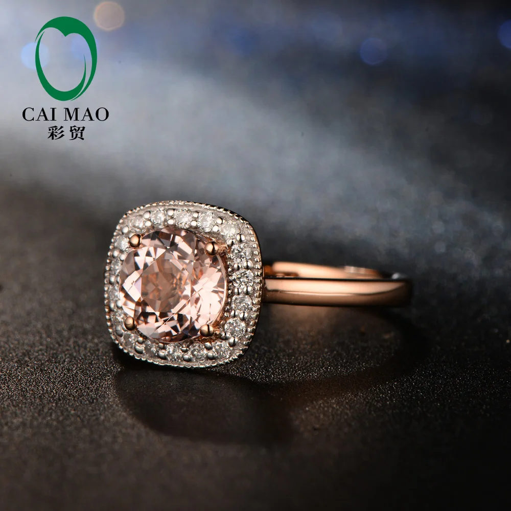 Hot Sale 6mm Round Shape 14K Rose Gold& 0.19ct Dianmond Wedding Engagement Ring