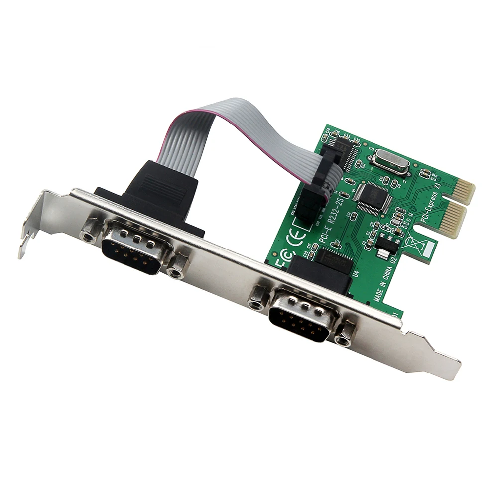 Плата расширения интерфейса PCI E RS232 с двумя последовательными портами COM адаптер