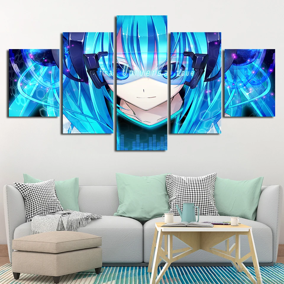 Анимационная Живопись 5 шт. Hatsune Miku модульная HD картина для детской комнаты стены