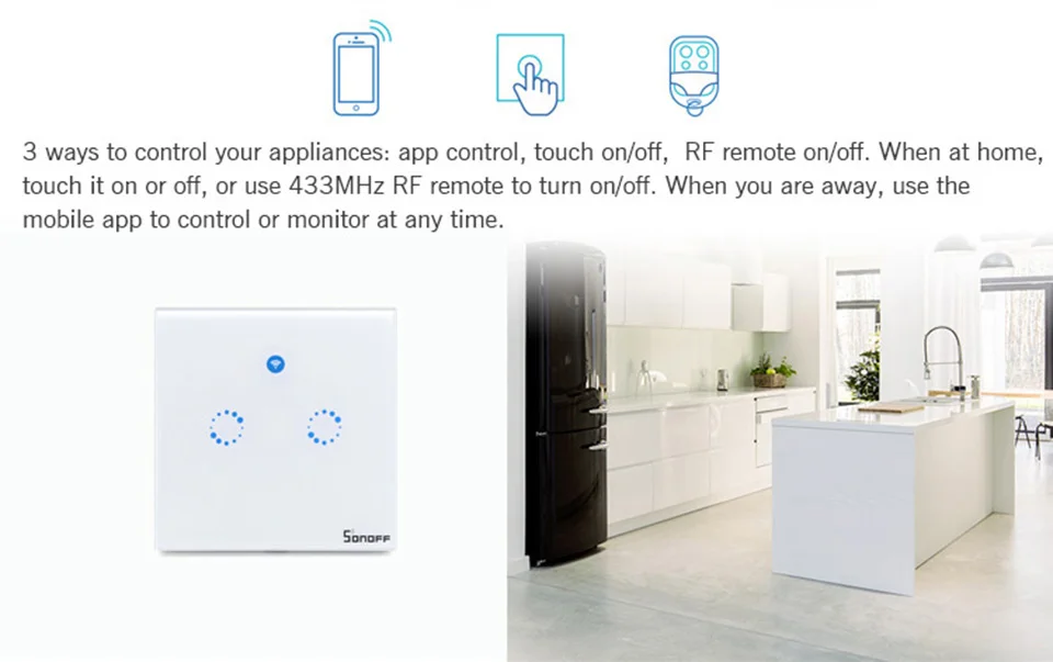 Sonoff T1 ЕС 1/2 банда умный Wifi настенный сенсорный выключатель таймер настенный выключатель света дистанционное управление приложение Ewelink поддержка Alexa Google Home