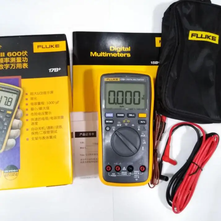 FLUKE 17B+ цифровой мультиметр тестовый er DMM с тестовыми проводами TL75+ мягкий чехол KCH17