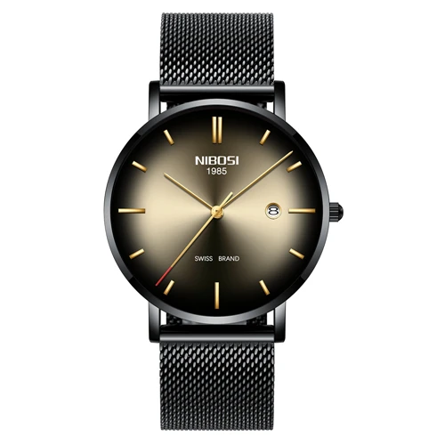 Часы мужские NIBOSI для мужчин s часы Relogio Masculino лучший бренд класса люкс ультра тонкий сетчатый ремень мужские кварцевые часы водонепроницаемые Модные Красочные циферблаты - Цвет: 5