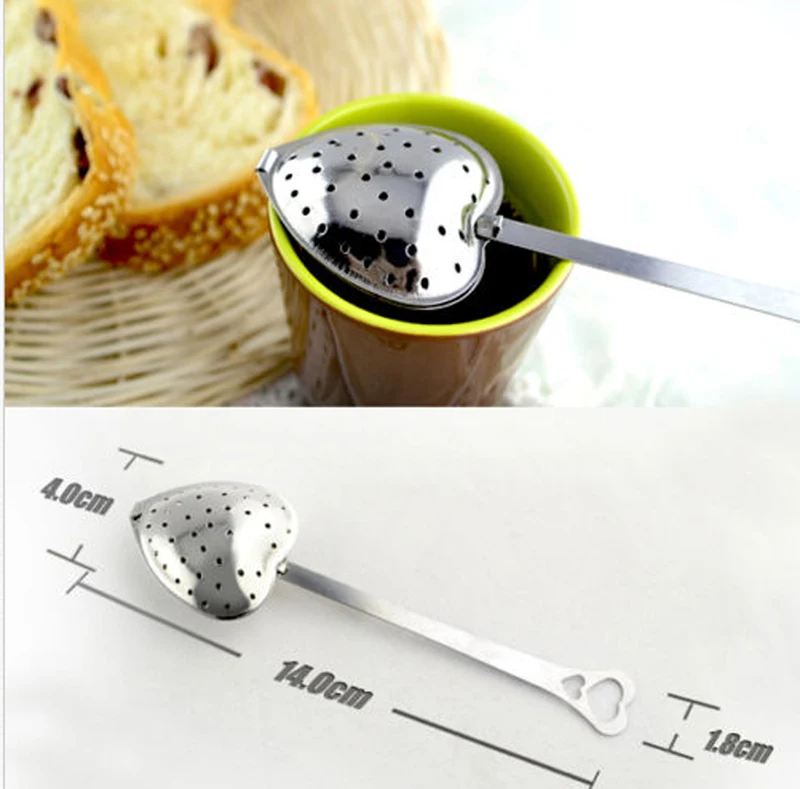 Kitchen Tools Creative Stainless Steel Heart Shape Tea Infuser Teaspoon