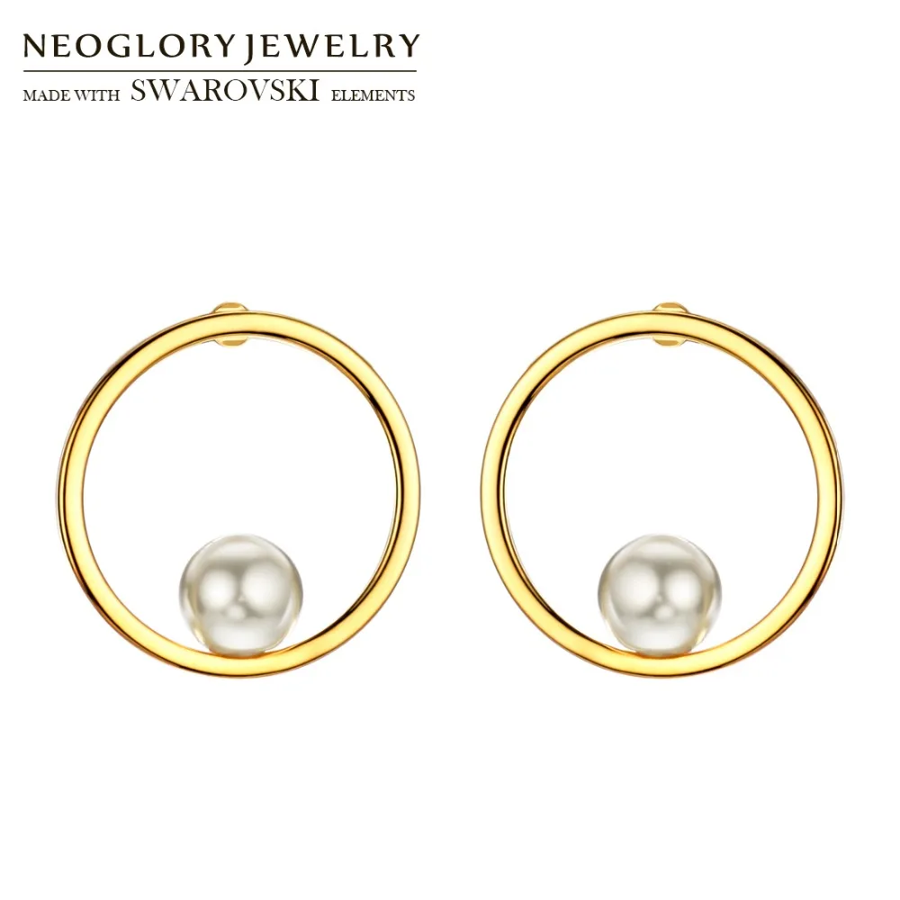 

Neoglory Simulated Pearl Stud Earrings Exquisite Round Style Elegant Circles Design Lady Party Wholesale Trendy