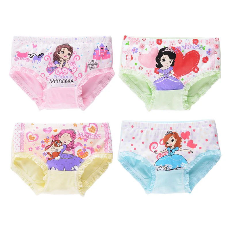 

4pcs/lot New Cotton princess Panties Boxer Briefs Baby Girls cartoon Underwears Children Kids Cute Underpants
