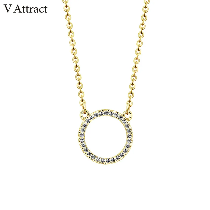 

V Attract Karma Eternity CZ Circle Statement Pendant Necklace Gold Ketting Kolye Stainless Steel Chain Choker Vintage Jewelry