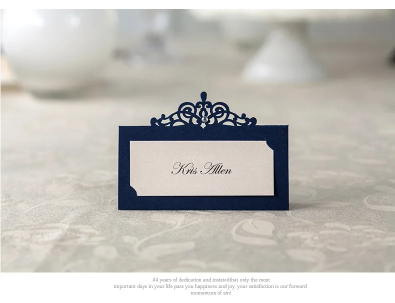 Темно-Синие Свадебные украшения Место карты со стразами ФИО гостя карты держатель для печати, 48 шт
