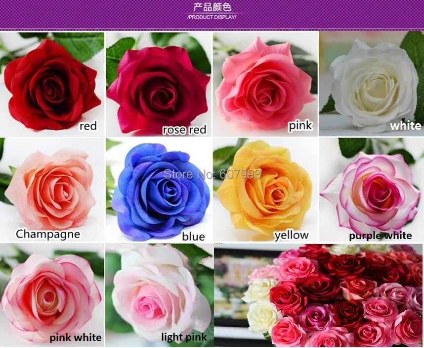 Moisturizing Wet real touch rose Latex artificial flower Home Decoration high simulation 44cm 7 colors 30PCS | Дом и сад