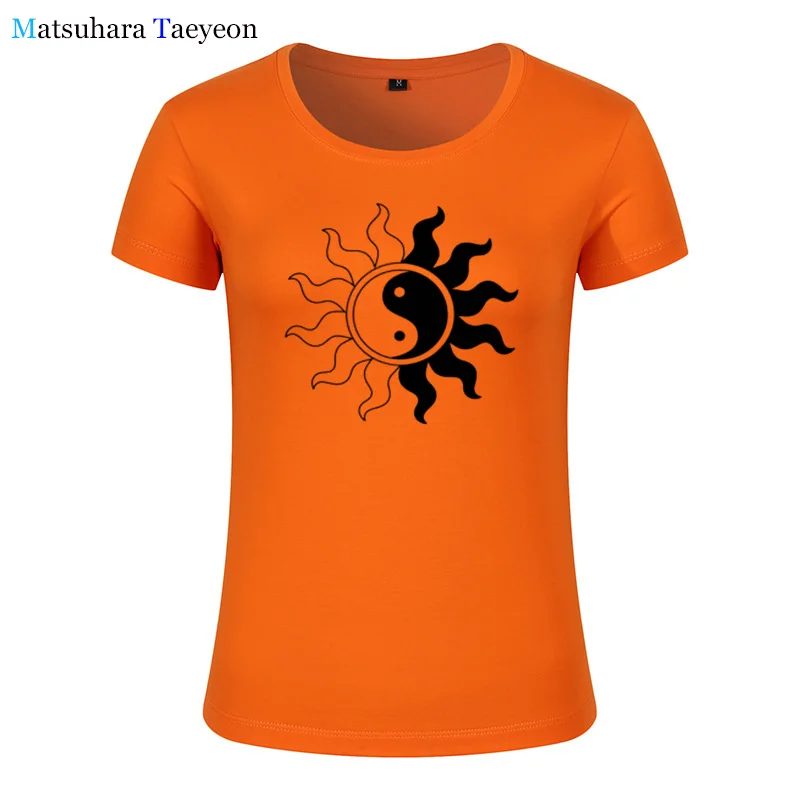 Crewneck Falalaka Ying Yang Symbol3 Womens Cotton Short Sleeve T-Shirt