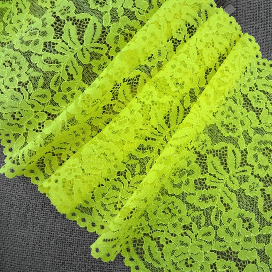 

#1517 Wide Bright Neon Yellow Color Stretch Elastic Lace Cord Laces Trim Sewing Supplies Garments Lace Fabric On sale