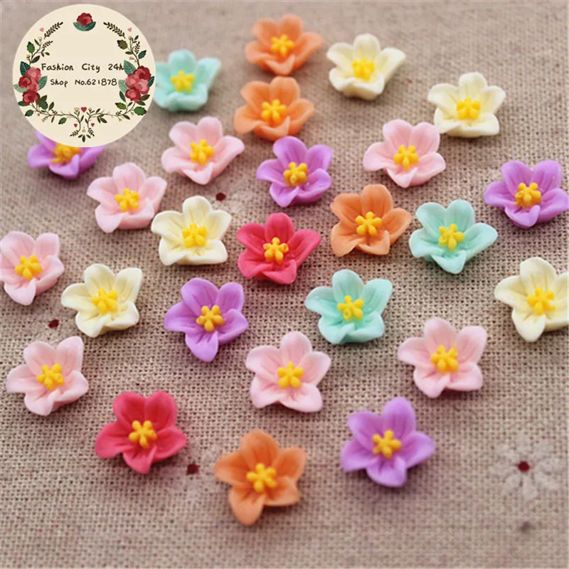 

50PCS Mix Colors 13mm New Design Resin Daffodil Flowers Flatback Cabochon Embellishment Accessories DIY Craft Scrapbooking