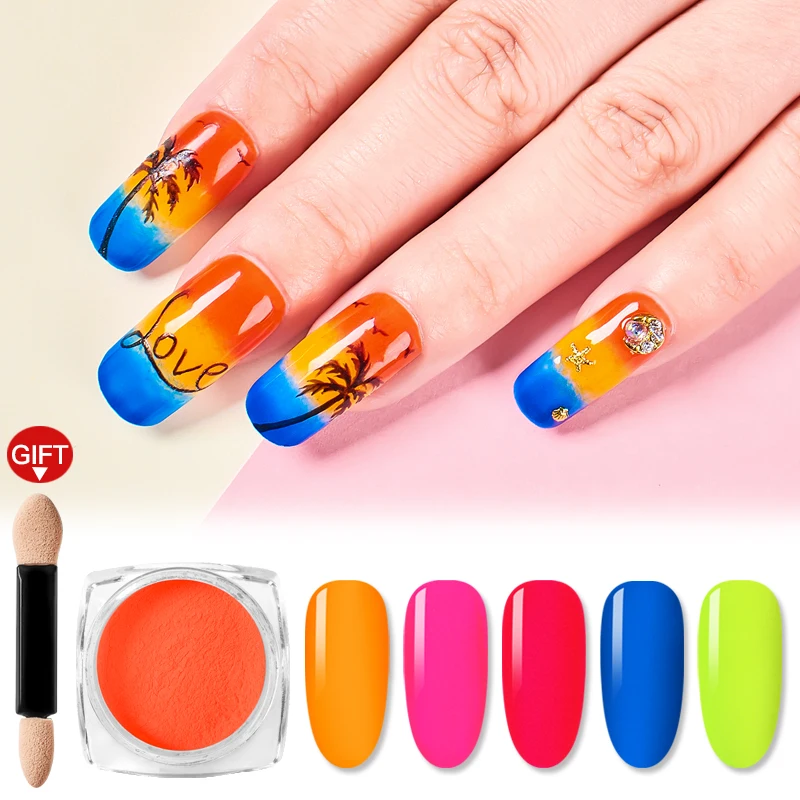 

1Box Neon Phosphor Powder Nail Glitter Powder 8 Colors Dust Luminous Pigment Fluorescent Powder DIY Art Nails Decor Manicure