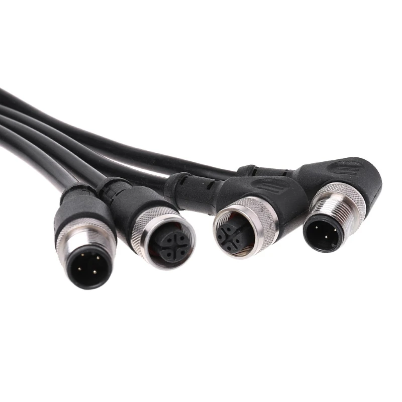 

M12 4/5Pin Straight Angle Plug Sensor Connector Female Male Linker 2 Meter Cable