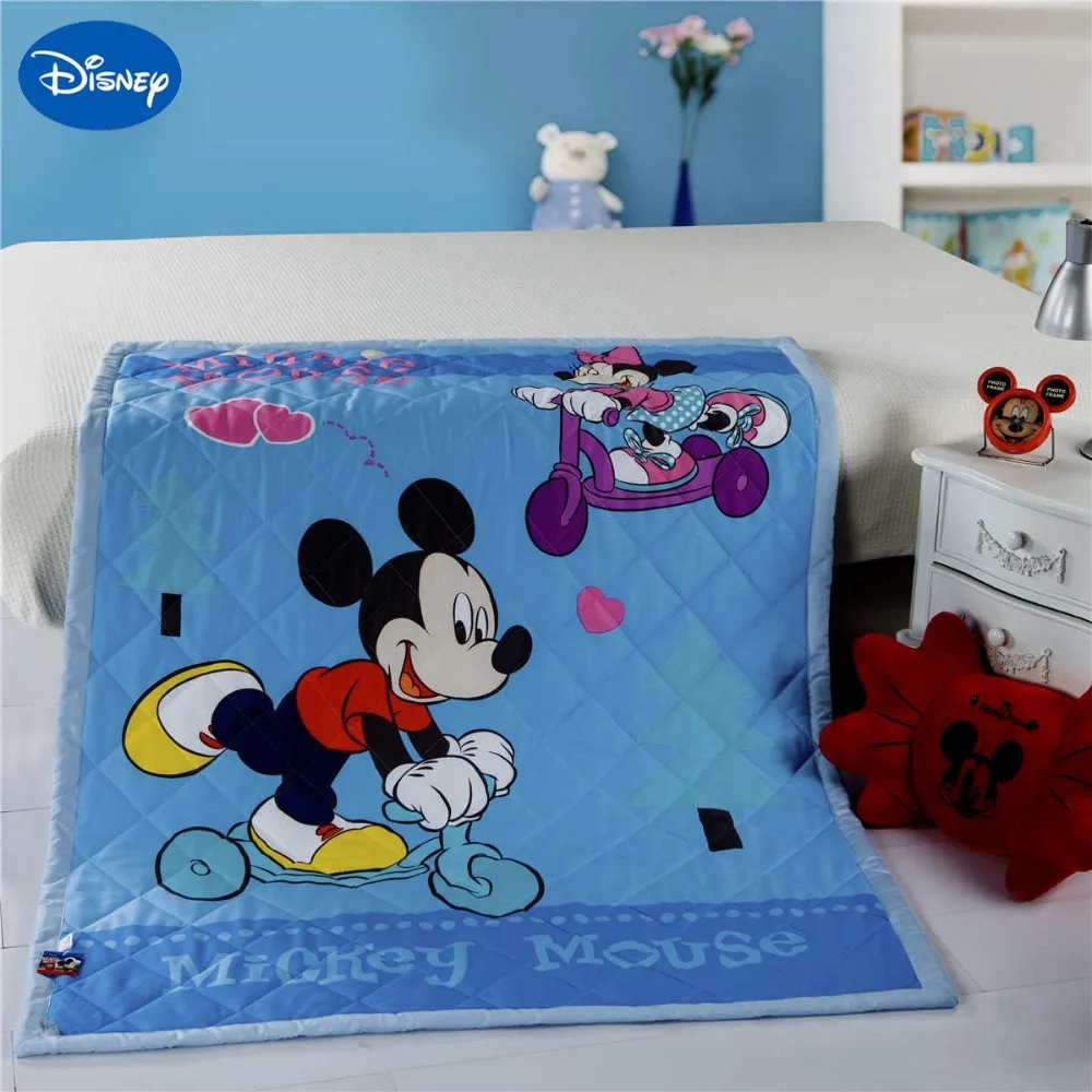 Bleu Couleur Mickey Minnie Souris Courtepointes Couette Disney Dessin Anime Literie Coton Wowen 1 150cm Bebe Garcons Lit Berceau Lit Ete Doux Aliexpress