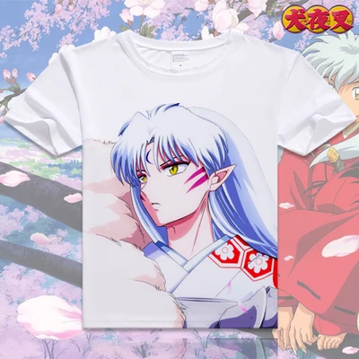 Аниме унисекс Топы Тройник Inuyasha футболка аниме Sesshoumaru короткий рукав Футболка Moneca Stori дышащие мужские и женские футболки