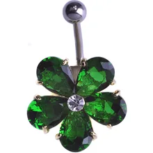 Flower Stainless Steel Belly Button Rings CZ Bling Bling Rhinestone Luxury Navel Piercing Septum Piercings Umbigo