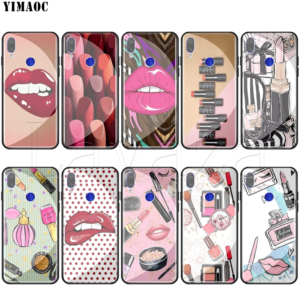 

Lavaza Sexy Lips Makeup Cosmetics Lipstick Powder Tempered glass TPU Case for Redmi Note 4X 5 6 6A 7 Pocophone F1