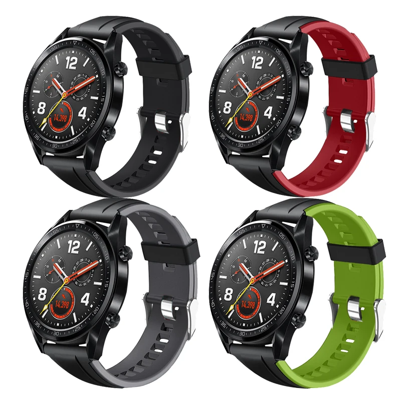 

22MM Double Color Sport Silicone Watchband for Huawei Watch GT/Honor Magic Wrist Strap For Amazfit Pace/Stratos 2 2s Bracelet