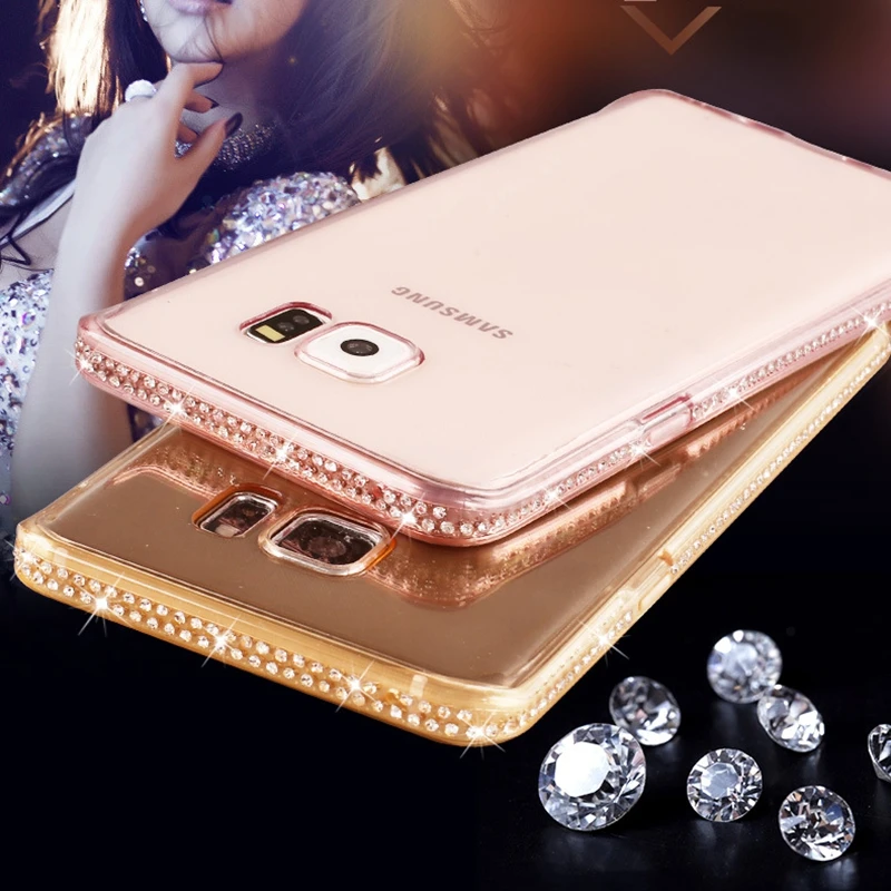 

Case Rhinestone Silicone Clear for Samsung Galaxy S7 edge Transparent Soft TPU Diamond Cover Cases for Samsung S9 S8 S10 plus j8