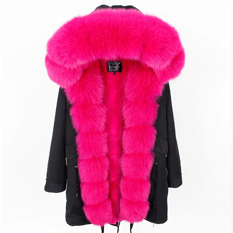 Женские зимние пальто натуральный супер большой Лисий мех воротник куртка с капюшоном парки Большой лисий мех воротник парка толстое теплое пальто - Цвет: MMK-13