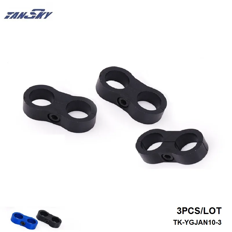 TANSKY - 3 Black Universal - An10 Billet Oil/Fuel/Water Hose Turbo Separator Divider Clamp TK-YGJAN10-3-BK