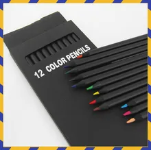 12 pz/set Stimati Matita di Colore di Imballaggio 12 Diversi Colori Matite Colorate Kawaii Scuola Nero Matite di Legno di Alta Qualità