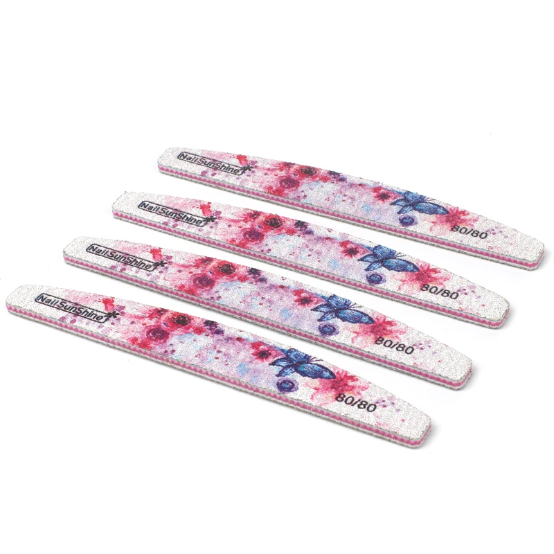 5Pcs Acrylic Nail File 80/80 Lime A Ongle Professionel Unhas De Gel Nail Files Set Colorful Flower Moon Style Nail Buffer Block