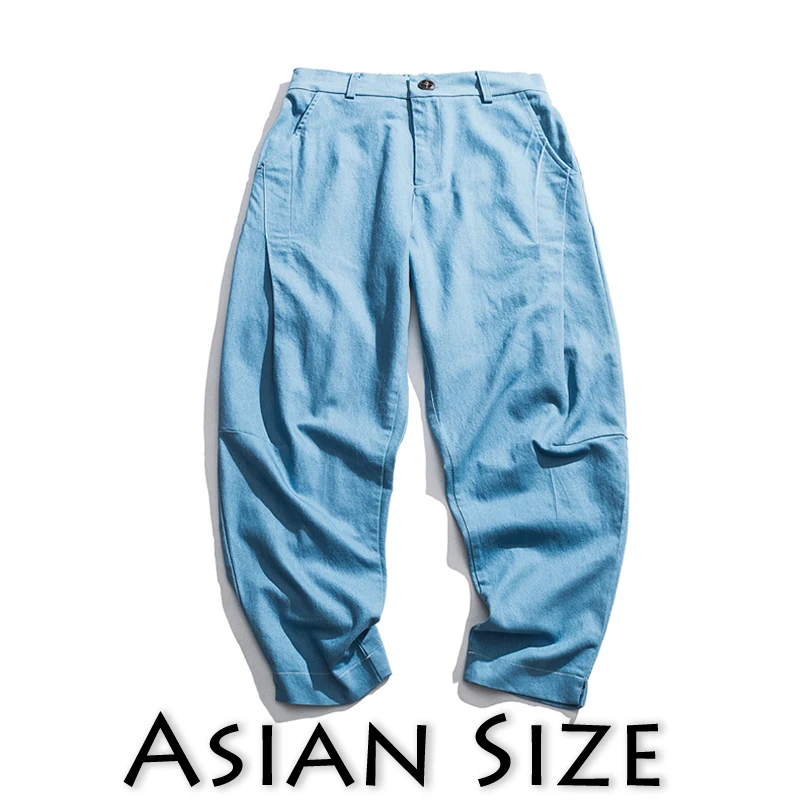 Sinicism Store, черные мужские джинсы, мужские хлопковые штаны-шаровары с вышивкой буквами, мужские винтажные джинсовые штаны для бега, высокое качество, 5XL - Цвет: LightBlue(AsianSize)