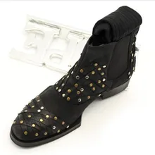 Новые мужские Ботильоны Зима тела заклепки полосы масло воск кожа подошвы elestic группы увеличивающие рост ботинки челси